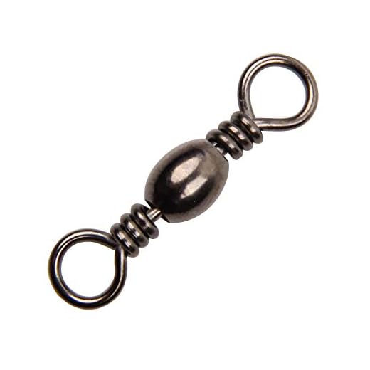 Fishing Barrel Swivels - 50/100 pcs Rolling Ball Fishing Swivel with Solid Ring Fishing Tackle Accessories Hook Line Connector Copper with Stainless Steel Black Nickle Coated Test Strength 35 - 165lbs