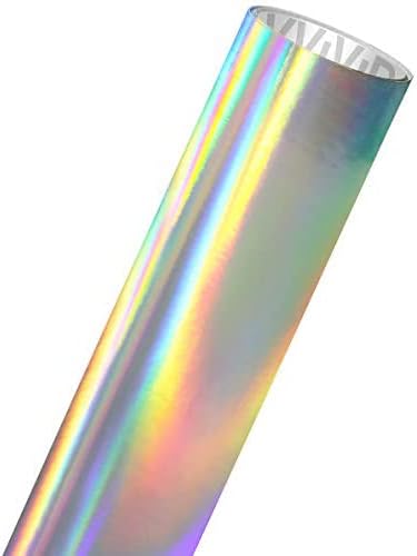 VViViD Rainbow Lazer Silver Holographic Chrome DECO65 Permanent Adhesive Craft Vinyl Roll for Cricut, Silhouette & Cameo (1ft x 6ft)