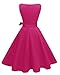 Hanpceirs Women's Boatneck Sleeveless Swing Vintage 1950s Cocktail Dress Hot Pink XL