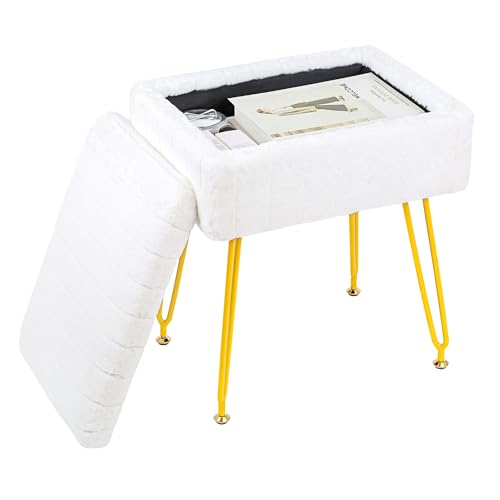 H&B Luxuries Multi-Functional Footrest Ottoman – Comfortable, Stylish, and Practical for Home & Office (White, with Storage)