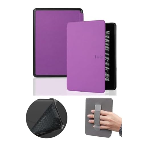 Capa c Suporte + Pelicula para Novo Kindle Paperwhite de 6.8 Polegadas (2021) Função Hibernação (Roxa)