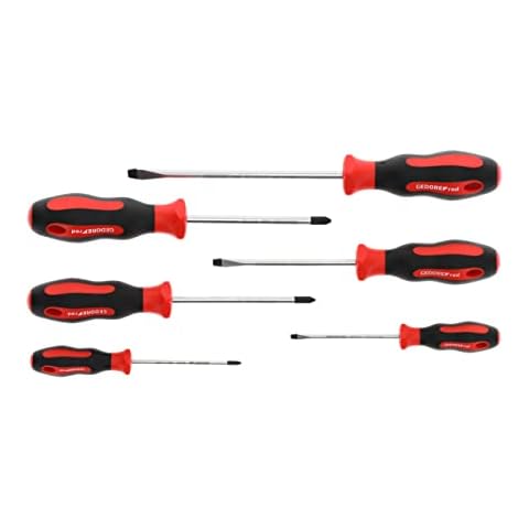 GEDORE red Schraubendreher-Set 6-teilig, Schraubenzieher-Satz Schlitz/Kreuzschlitz, 2-Komponenten-Griff Cover
