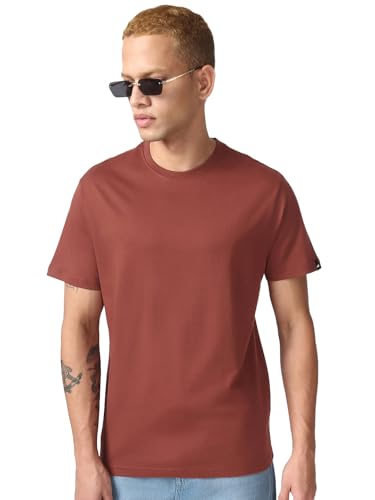 Image of Bewakoof Men's 100% Cotton Solid Regular Fit Half Sleeve Round Neck T-Shirt | Tshirt for Men Cotton| Casual Wear | Street Wear