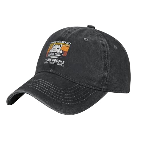 Trucker Hat,Funny Cat I Drink Coffee I Hate People,Soft Adjustable Fit Activities Dad Cap