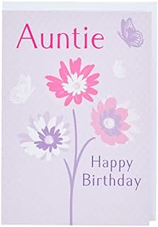 Traditional Birthday Card Auntie - 7 x 5 inches - Piccadilly Greetings, purple|pink|white|peach