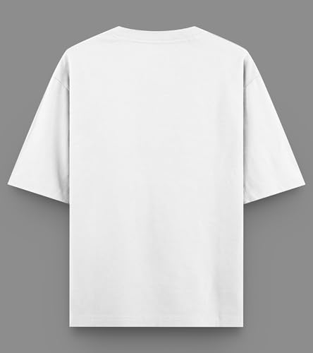 Image of 100% Pure Cotton Unisex Oversized T Shirt Combo Pack of 2 Heavy Premium Fabric Breathable Lightweight Drop Shoulder Baggy Fit Printed Graphic Tshirt for Men Women Black