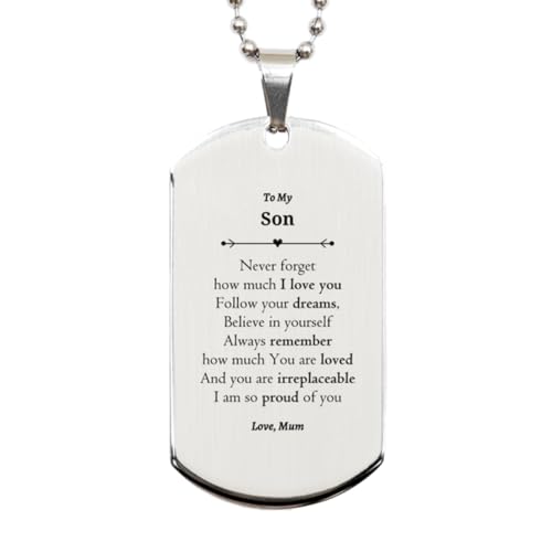 To My Son Silver Dog Tag Graduation Gifts from Mum,