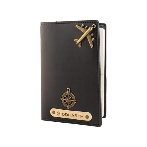Image of Personalized PU Leather Passport Cover with Name | Customised Passport Holder & Card Organizer | Stylish Travel Essentials Gift for Men & Women, Unisex - Classic Edition