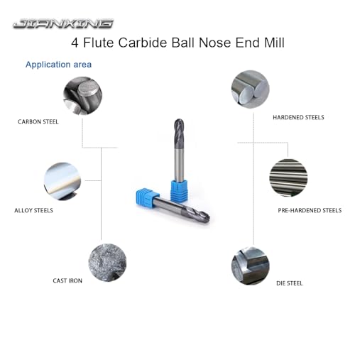Jianxing YZ-55-BD-14EX 1/4 Inch Extra Long Carbide Ball Nose End Mill thumb #4