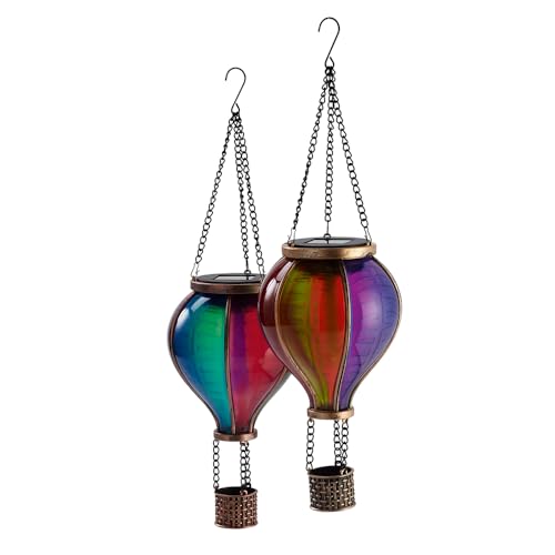 EUROtops Montgolfière solaire - Couleurs vives, 12 / 20 / 40 LED vacillantes, plastique résistant aux intempéries, décoration extérieure / éclairage LED...