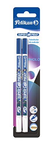 Pelikan 814676, lot de 2 effaceurs d'encre Super Pirat Shine, trait M (multi)