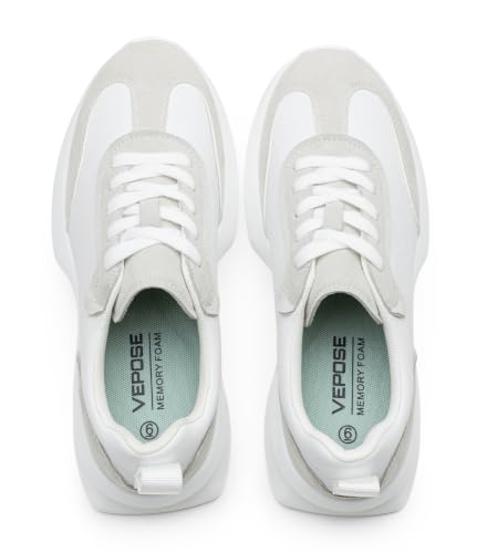 Image of Vepose Women's Retro Platform Sneakers Lightweight Lace Up Walking Shoes