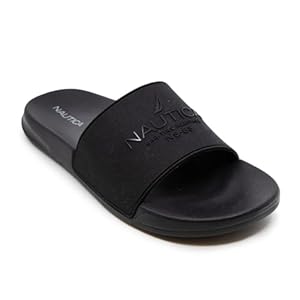 Nautica Men’s Open Toe Slide Sandals – Comfortable Indoor & Outdoor Shower Slippers