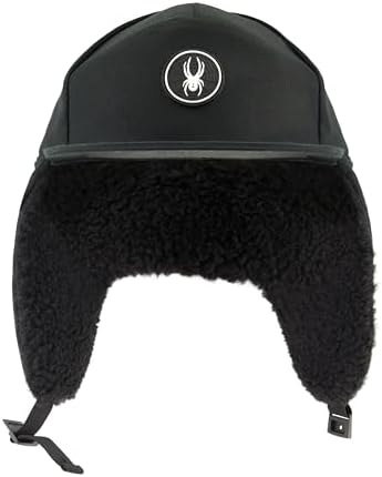 Spyder Mens Sherpa Ear Flap Panel Hat, Black, L/XL