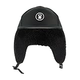 Spyder Mens Sherpa Ear Flap Panel Hat, Black, S/M