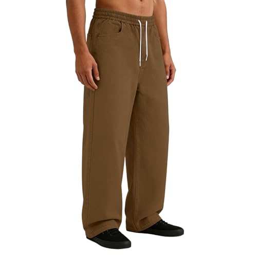 Pantalones de chándal para hombre, pierna recta, pantalones de entrenamiento de corte regular, pantalones deportivos para hombre, monocolor, ligeros, talla grande, elásticos, pantalones chinos con