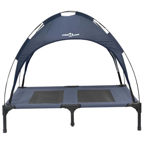 Lit pour animal domestique surélevé avec toit bleu marine extérieur - 5