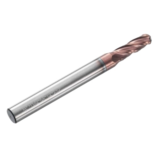 Image of HARFINGTON Ball Nose End Mill 4 Flute 13 /64 inch Diameter 1 /4 inch Shank Tungsten Carbide Uncoated Spiral CNC Router Bits 5 /8 inch Cutting Length Single End Ball for Carving Engraving Grinding