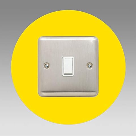 ewolds single LIGHT SWITCH SURROUND | Round | Acrylic Back Panel or Finger Plate | plug Easy to Fit Comes With Step by Step Instructions, Colour:Yellow Cover