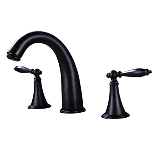 Robinet mitigeur de lavabo de salle de bains noir à 3 trous avec double commande
