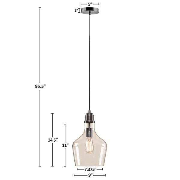 Image of INK+IVY Auburn Pendant Kitchen Lighting for Dining Room, Industrial Lights, Hand-blown Glass Bell Shaped Pendant Light for Kitchen Island, Foyer, Bedroom, 9 inch Dia x 95.5 inch H, Bronze /Clear