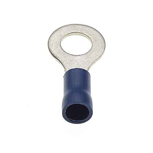 Ring Crimp Terminal - Pack of 100, Blue, 6mm, 30A, 16-14 AWG - Heat Shrink Connectors, Tinned Copper, Insulated Wire Terminals - Image 3