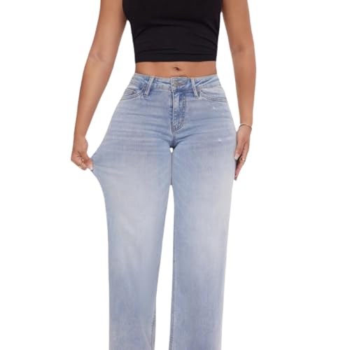 BlueMoment Womens Mid-Low Rise Baggy Jeans Wide Leg for Women Distressed Pants Stretchy Plus Size Bottom Minimalist Denim2