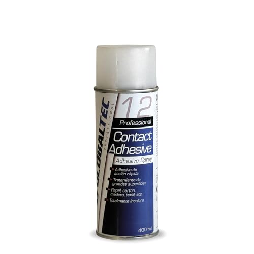 Globaltec Cola de Contacto en Spray Adhesivo (400ml) - Pegamento Aerosol Extra Fuerte para Tapizar Techo Coche, Tela, Espuma y Madera. Alta Resistencia Térmica y Secado Rápido