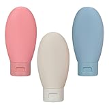 TOYANDONA Botellas de Silicona Rellenable de 60 Ml para Viaje Set de 3 Unidades a Prueba de Fugas Contenedor Portátil para Champú Gel de Ducha y Loción Adecuado para Viajes y Uso Diario