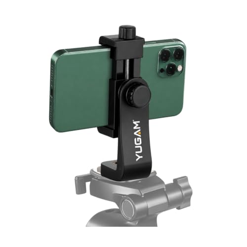Image of 360 Degree Cell Phone Holder with Adjustable Clamp | Phone Tripod Mount Adapter Compatible with Smartphones & All Types of Tripods - Black