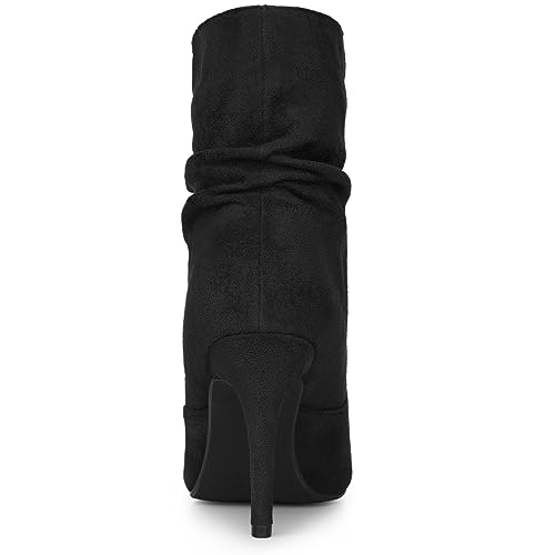 Allegra K Allegra K Women's Slouch Pointy Toe Sock Boots Stiletto Heels Black Ankle Boots 6 M US