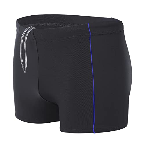 Aquarti Bañador para Hombre Tipo Boxer, Negro/Azul, 6XL