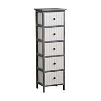 Home Source Chest of Drawers, Wooden Bedroom Organiser Storage Unit, Black with White Drawers, 5 Drawer