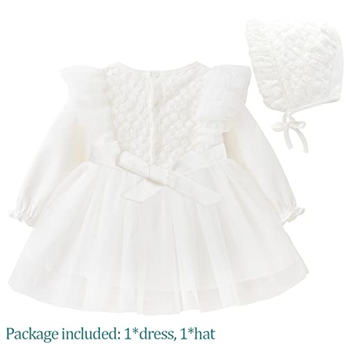 Curipeer Baptism Dresses For Baby Girls White Christening Gown Dresses For Infant Girls Tulle Sundress 0-3 Months #TOP1