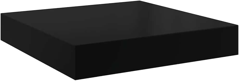 High Gloss Black Honeycomb MDF and Metal Floating Wall Shelf Set of 2 for Living Room Office, Minimalist Design with Invisible Mounting System, Sturdy Display Shelves