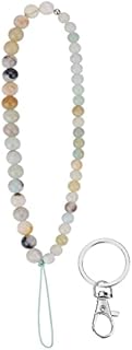 cobee Beaded Phone Charm with Key Ring, Bead Phone Chain Strap Handmade Natural Gemstone Phone Charm Anti-Lost Fashion Phone Lanyard Cell Phone Lanyard Wrist Strap for Key Chain