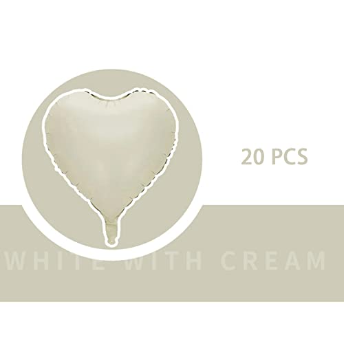 Cream Heart Balloons Valentine's Day 18 Inch Pack of 20 White Heart Shape Helium Balloons, Heart Balloons Love Balloons - Image 3