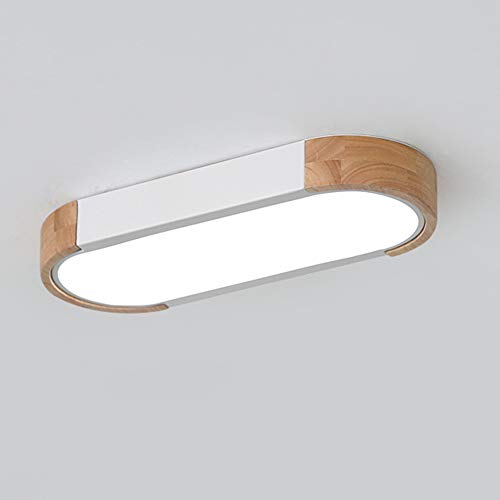 Preisvergleich Produktbild TANNLAMP LED Deckenleuchte, Dimmbar Creative Acryl Deckenlampe, Einfache Deckenspot Rechteckig Beleuchtung Holzbordüre Innendekoration Für Schlafzimmer, Esszimmer, Küche, Wohnen, 12W, Weiß