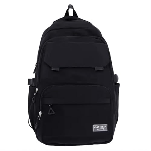Mochila Bolsa Impermeável Jovem Escolar Elegante Academia Faculdade Viagem Trabalho Treino Unissex Leve Casual Fashion Linda Estojo Fofa Feminina Masculina (Preto)