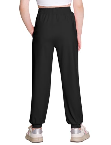Hvididan Calça de moletom para meninas, leve, de secagem rápida, atlética com bolsos, calça de corri