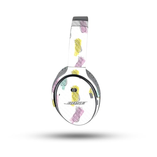 Image of MightySkins Carbon Fiber Skin Compatible with Bose QuietComfort 35 II Headphones - Funky Pineapples | Protective, Durable Textured Carbon Fiber Finish | Easy to Apply