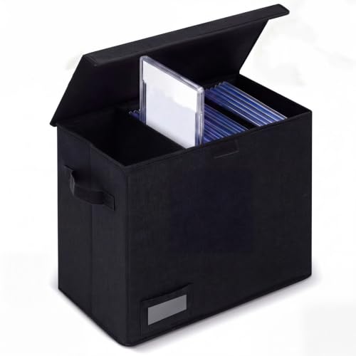 Yearntown 1 Pack Graded Comic Book Storage Box 15.5 x 9.5 x 13.5 Inch Collapsible Holds 28 Comic Book Organizer with Lid Label 3 Removable Box Partitions Black