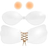 2X Clear Sticky Bra Push Up & 2X Nipple Covers | Adhesive Bra Matches Any Skin Tone | Reuse Sticky...