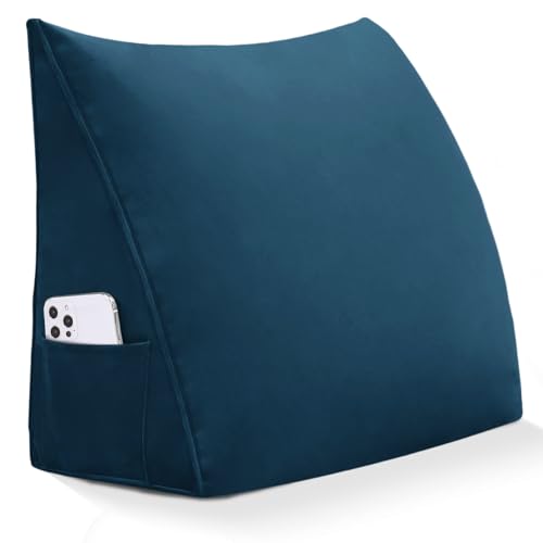 strusery Wedge Headboard Reading Pillow for Bed Velvet Triangular Backrest