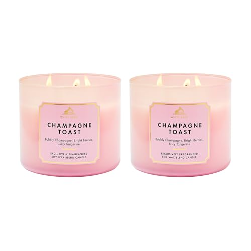 Bath & Body Works Champagne Toast 3-Wick Candle - Scented Candle for At-Home Use - Long-Lasting Room-Filling Fragrance - High Fragrance Oil Concentration - Soy Wax Blend - 2-Pack