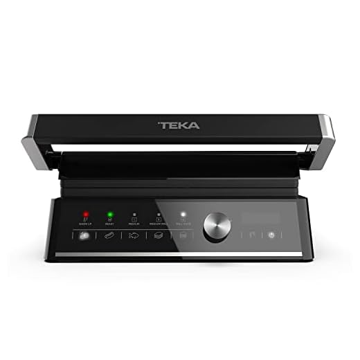 Teka EliteGrill - Grill Eléctrico Multifunción, Panel de Mandos Touch Control Digital, 5 Programas Automáticos, Apertura 180º , Bandeja Recoge Grasas, Planchas Desmontables de Fácil Limpieza