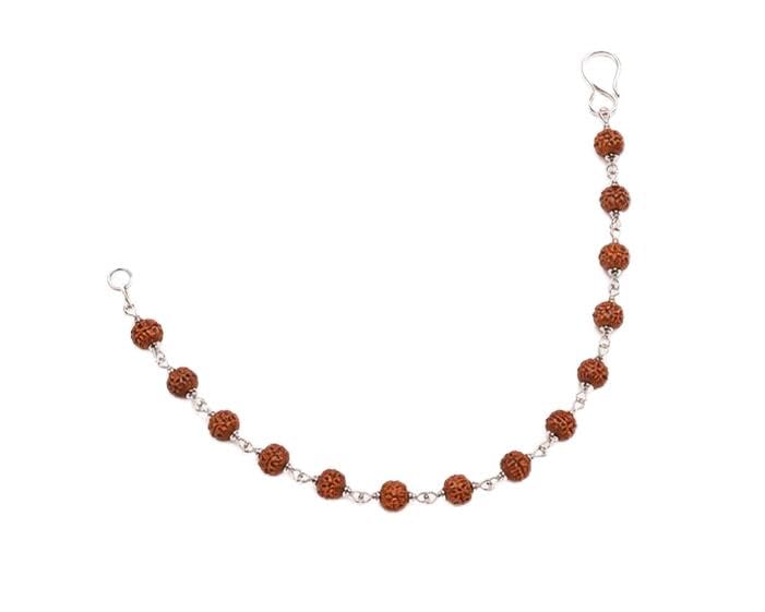 Silver Rudraksha Bracelet for Men & Women with Om Heart Design-image-19