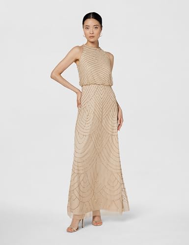 Image of Adrianna Papell Womens Halter Blouson Beaded Gown