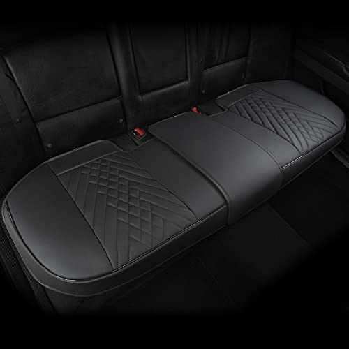 GIANT PANDA PU Leather Rear Seat Cover Protector, Anti-Slip Adjustable (50~55.5'') – Fits 90% Vehicles (Excludes Large SUVs/Trucks) - Black