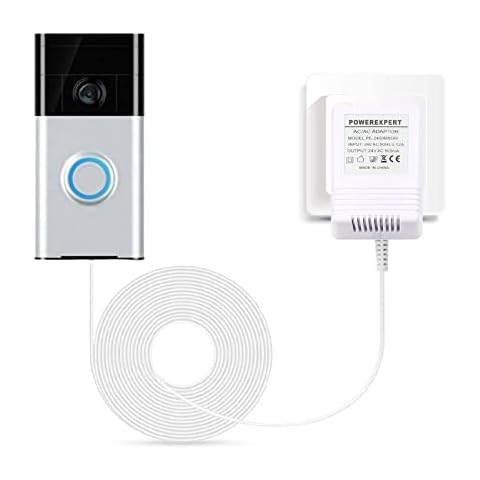 Doorbell Transformer, 24V/500mA Doorbell Power Supply Transformer Cable Compatible with Ring Video Doorbell, 8M (315") Cable (White) Cover